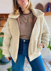 VINTAGE 90's Faux Fur Shearling Reversible Bomber Jacket Coat - M/L