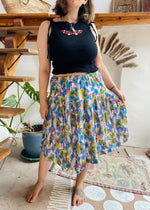 VINTAGE 80’s Bright Floral Midi Skirt - M/L