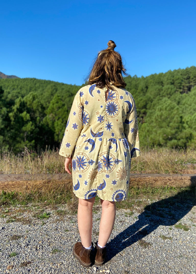 DESERT FOX Dahlia Dress - Sun & Moon Celestial Print - S/M - M/L