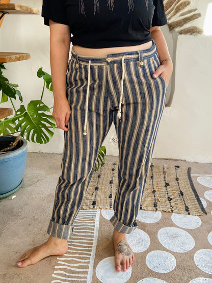 VINTAGE 90’s Stripe Thick Loose Trousers - L