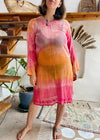 VINTAGE 90’s Ombré Tie Dye Sheer Kaftan Dress - M/L