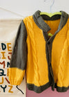 VINTAGE 90's Yellow & Brown Knit Cardigan - 4 YEARS
