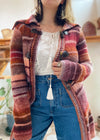 VINTAGE 90's Bohemian Dusty Pink Stripe Knitted Cardigan - M/L