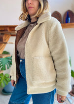 VINTAGE 90's Faux Fur Shearling Reversible Bomber Jacket Coat - M/L