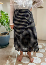 VINTAGE 90's Black & White Stripe Maxi Skirt - M/L