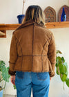 VINTAGE 90's Brown Faux Fur Penny Lane Cropped Coat Jacket - S