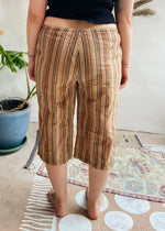 VINTAGE 90’s Brown Stripe Wide Leg Cropped Trousers - L