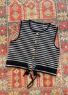 VINTAGE Stripe Knit Button Up Cropped Top - S