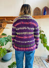 VINTAGE 90's Fluffy Purple Stripe Grunge Jumper - S/M