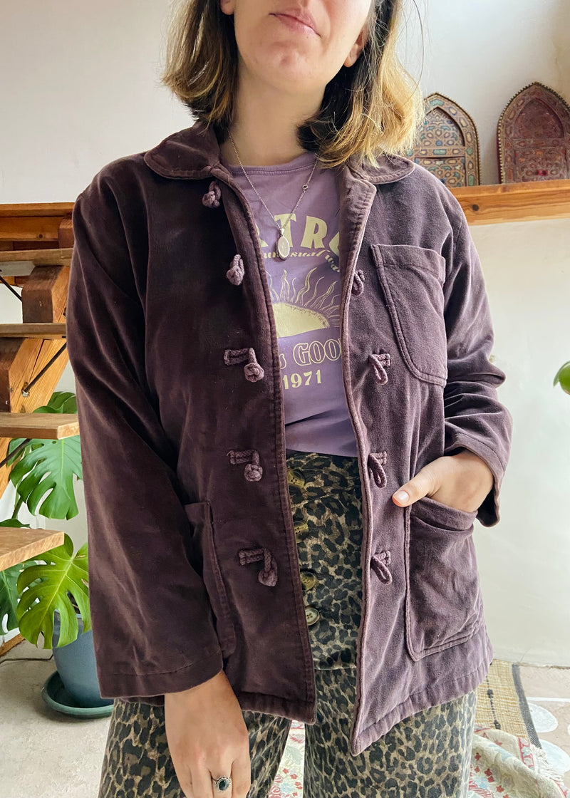 VINTAGE 90's Dusty Purple velvet Long Sleeve Jacket - M