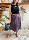 VINTAGE 80’s Purple & Blue Paisley Midi Skirt - XL