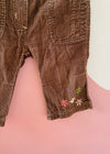 VINTAGE 90's Brown Floral Cord Trousers - 12 MONTHS