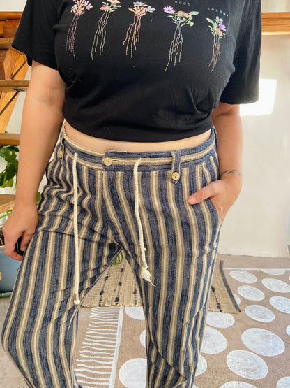 VINTAGE 90’s Stripe Thick Loose Trousers - L