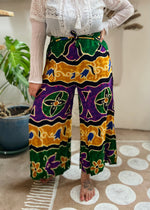 VINTAGE Hippie Bohemian Print Wide Leg Wraparound Trousers - S/M