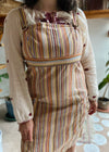 VINTAGE 90's Rainbow Stripe Dungaree Dress - M