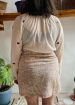 VINTAGE 90's Pastel Floral Tie Mini Skirt - L