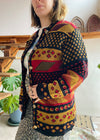 VINTAGE 90's Bohemian Pattern Knit Long Sleeve Cardigan - S/M