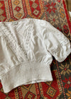 VINTAGE Y2K White Lace Puff Sleeve Crop Top - S/M