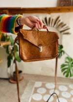 Vintage 70's Brown Leather Shoulder Bag - ONE SIZE