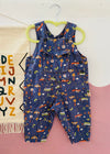 VINTAGE 90's Blue Tree Pattern Dungarees - 18 MONTHS