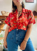 VINTAGE 90’s Red Floral Print Shirt - L