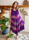 VINTAGE 90's Tie Dye Embroidered Midi Dress - M/L