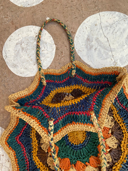 VINTAGE 90’s Rainbow Crochet Hand Bag - ONE SIZE