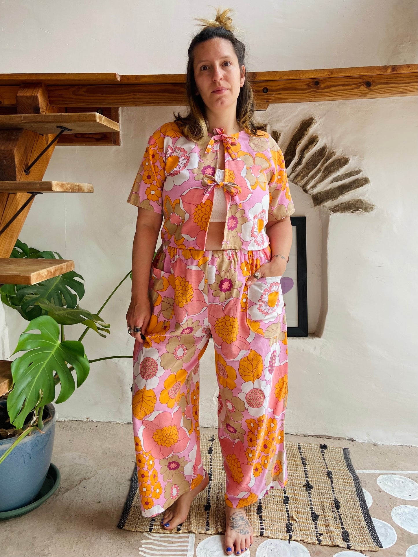 Pantalon large à imprimé patchwork violet DESERT FOX - S/M