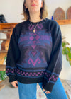 VINTAGE 90's Bohemian Pattern Knit Jumper - L