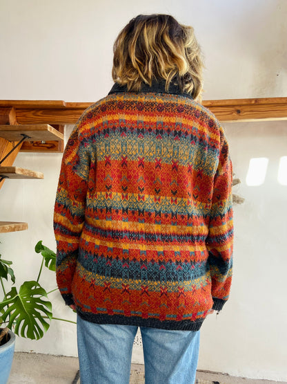 VINTAGE 90’s Bright Stripe Oversized Jumper - L