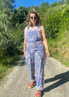 DESERT FOX Bohemian Blue Print Long Length Dungarees Jumpsuit - UK SIZE - 10-12
