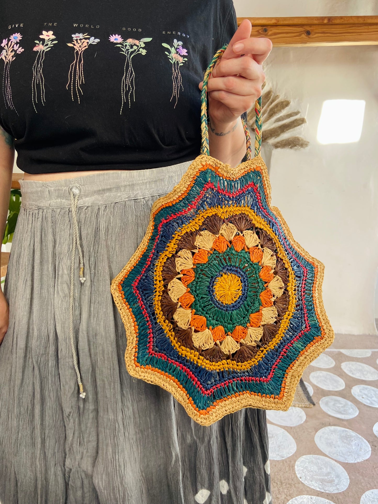 VINTAGE 90’s Rainbow Crochet Hand Bag - ONE SIZE
