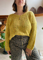 VINTAGE 90's Yellow Marl Long Sleeve Slouchy Jumper - M