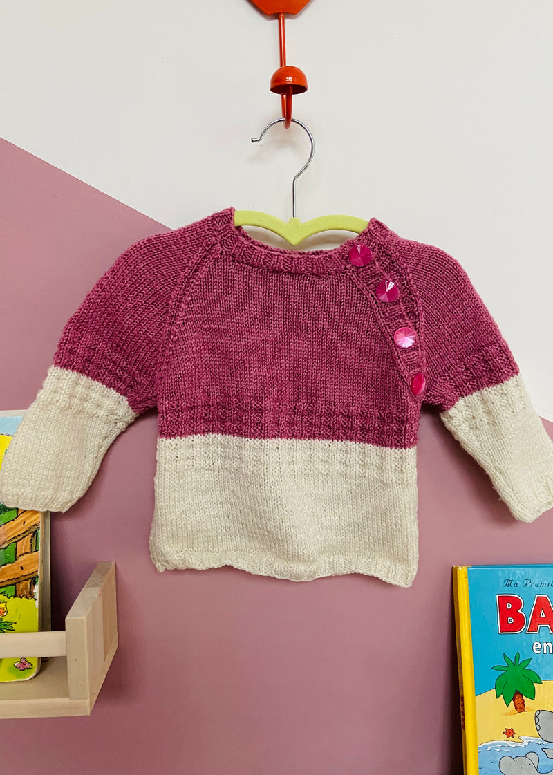 VINTAGE KIDS Pink & White Knitted Jumper - 12 Months