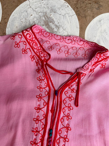 VINTAGE 90's Bohemian Embroidered Tunic Top - S