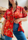 VINTAGE 90’s Red Floral Print Shirt - L