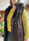 VINTAGE Y2k Faux Fur Brown Sleeveless Winter Gilet - M/L