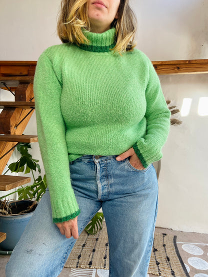 VINTAGE 90’s Green Fun Long Sleeve Jumper - S/M