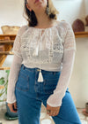 Y2K White Lace Long Sleeve Peasant Tunic Top - M/L