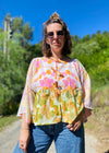 DESERT FOX Sienna Top - Pink & Orange Florals - S/M