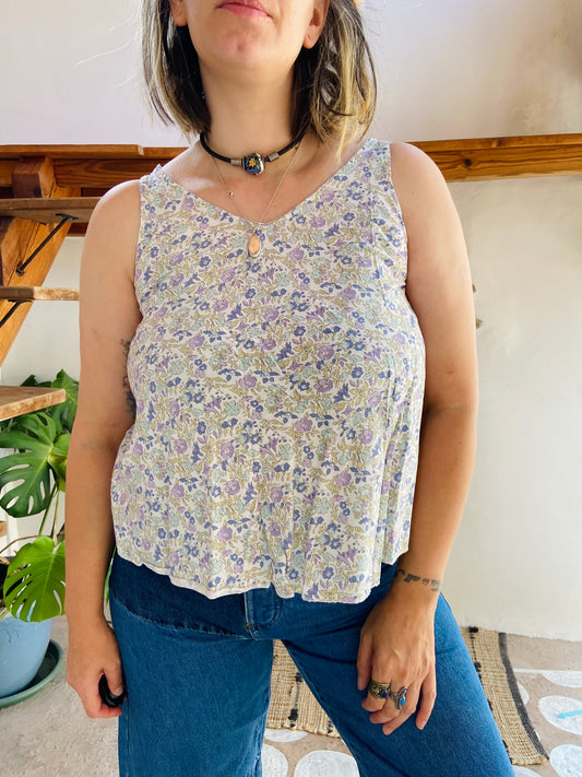 VINTAGE 90's Ditzy Floral Loose Tank Top - S/M