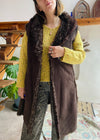 VINTAGE Y2k Faux Fur Brown Sleeveless Winter Gilet - M/L