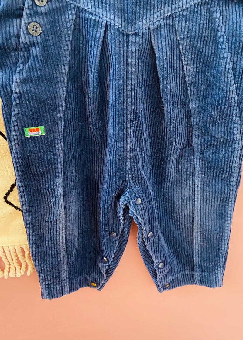 VINTAGE 90's Navy Cord Dungarees - 12 MONTHS