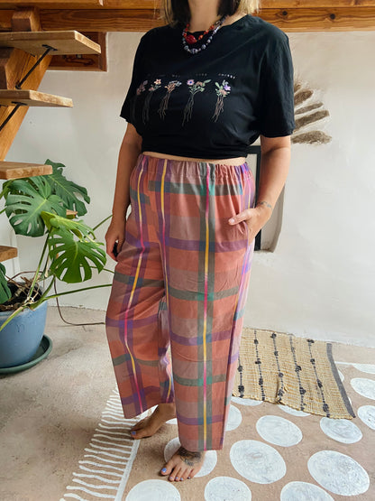DESERT FOX Lola Bright Checked Wide Leg Trousers - S/M