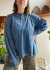 VINTAGE 90's Blue Patterned Grunge Long Sleeve T-Shirt Top - L