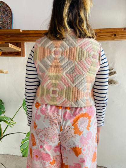 DESERT FOX Pastel Quilted Sleeveless Waistcoat Gilet - S/M and M/L