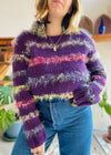 VINTAGE 90's Fluffy Purple Stripe Grunge Jumper - S/M