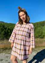 DESERT FOX Dahlia Dress - Pink & Brown Checked - M/L