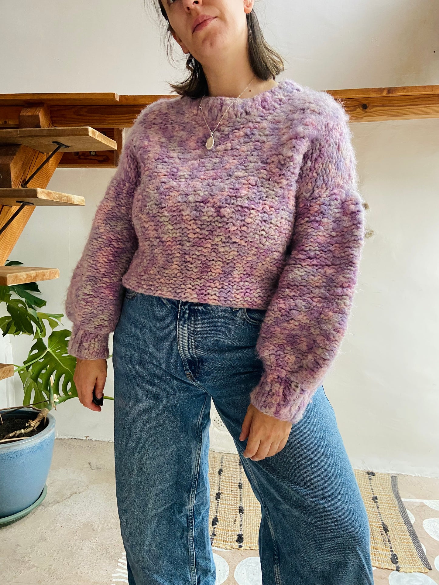 VINTAGE 90’s Purple Chunky Knit Jumper - L