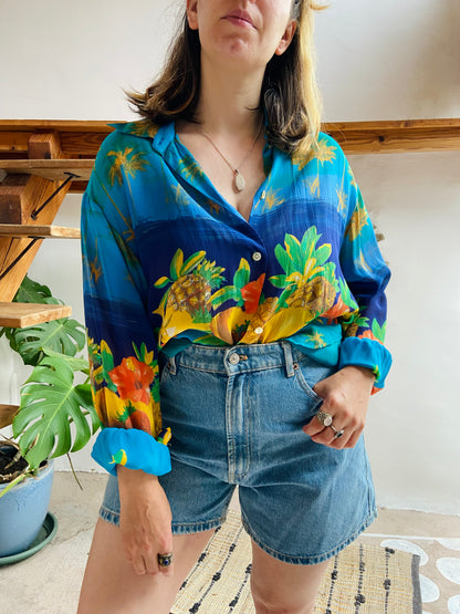 VINTAGE 90's Tropical Fruit Print Shirt - M/L